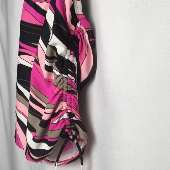 Bikini Bay Ladies Medium Pink/Black/White Tankini Bathing Suit Halter Top - Picture 3 of 10